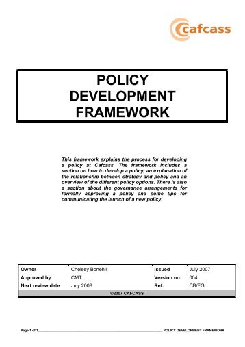 POLICY DEVELOPMENT FRAMEWORK - Cafcass