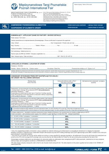 FORMULARZ / FORM PZ - MTP - MiÄdzynarodowe Targi PoznaÅskie