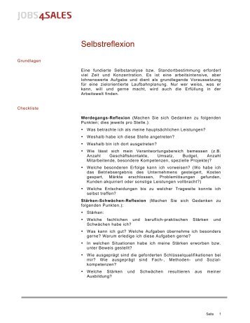 Checkliste: Selbstreflexion - Jobs.ch