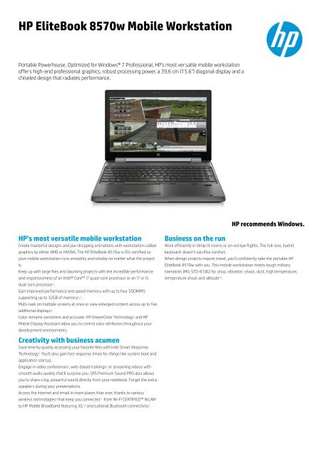 HP EliteBook 8570w Mobile Workstation