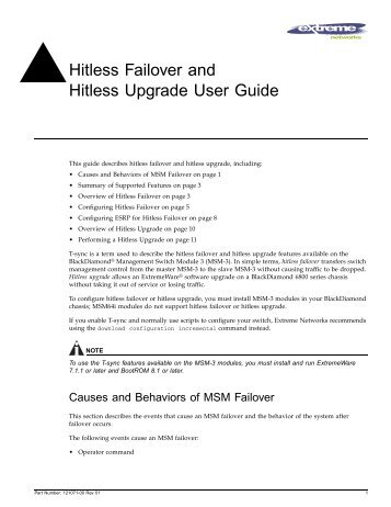 Hitless Failover and Hitless Upgrade User Guide - Extreme Networks