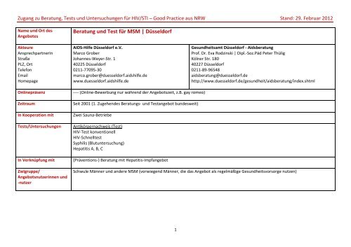 Beratung und Test fÃ¼r MSM | DÃ¼sseldorf - Arbeitsgemeinschaft AIDS ...