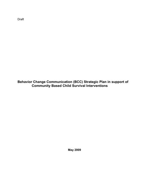 Afghanistan: Behavior Change Communication Strategic Plan - basics