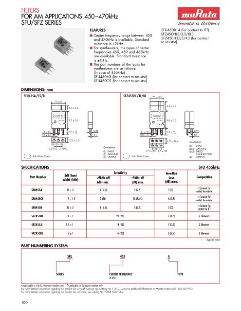 Murata CFK455F datasheet (pdf) - OH3TR