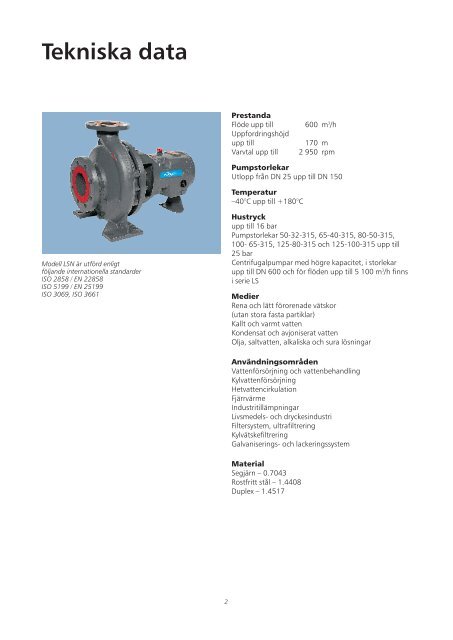 Centrifugalpumpar med axiellt inlopp, serie LSN - Water Solutions