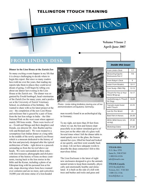 Tteam Connections Tellington Ttouch Training