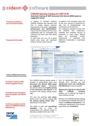 CIDEON Naming Catalog for SAP PLM