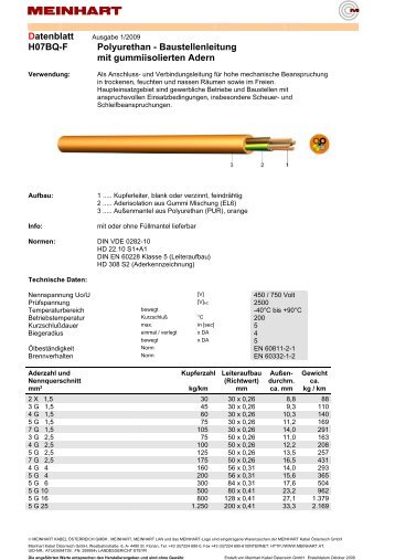 Datenblatt H07BQ-F Polyurethan - Baustellenleitung mit ...