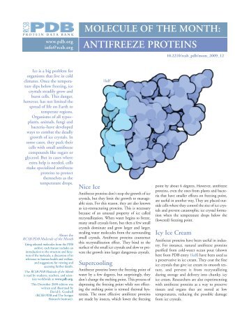ANTIFREEZE PROTEINS - RCSB Protein Data Bank