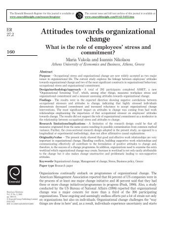 Attitudes towards organizational change: What is t... - ResearchGate