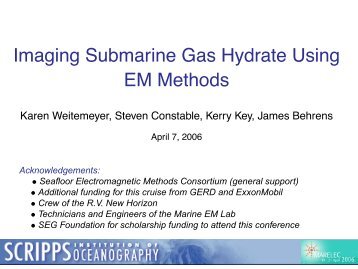 Karen Weitemeyer: Hydrate Ridge CSEM and MT. - Marine EM ...
