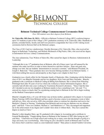 Belmont Technical College Commencement Ceremonies Held