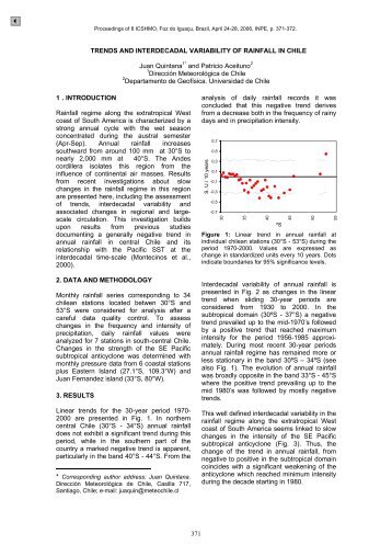 trends and interdecadal variability of rainfall in chile - Departamento ...