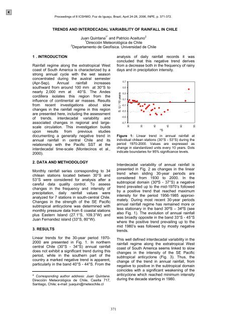 trends and interdecadal variability of rainfall in chile - Departamento ...