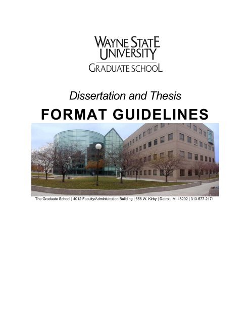 Dissertation Format Guidelines - College of Education - Wayne State ...