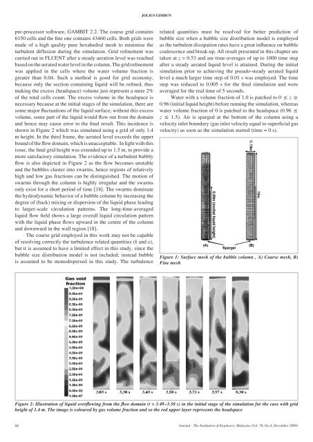 assessment of the turbulence models for modelling of bubble column