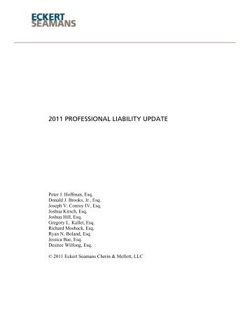 2011 PROFESSIONAL LIABILITY UPDATE - Eckert Seamans
