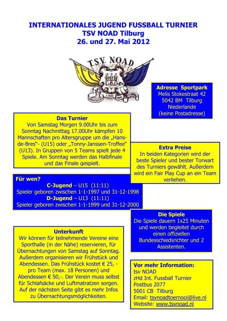 INTERNATIONALES JUGEND FUSSBALL TURNIER TSV NOAD ...