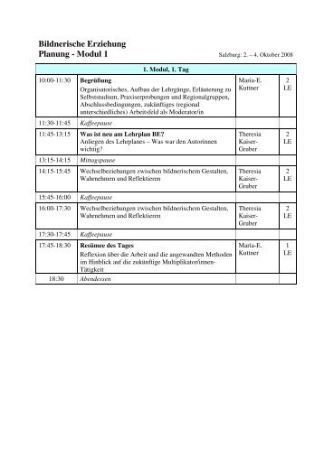 Bildnerische Erziehung Planung - Modul 1