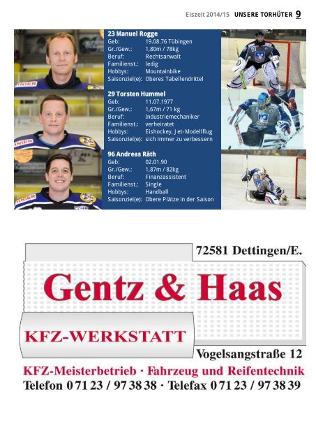 Stadionzeitung Eiszeit Black Eagles Reutlingen vs.  Stuttgart 1b