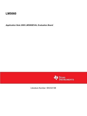 Application Note 2000 LM5060EVAL Evaluation Board (Rev. B)