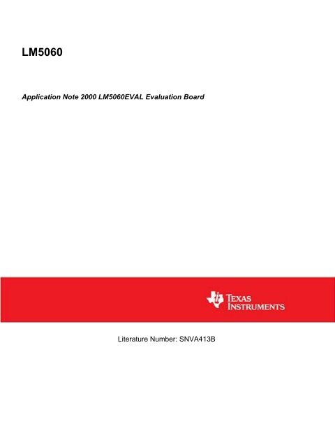 Application Note 2000 LM5060EVAL Evaluation Board (Rev. B)