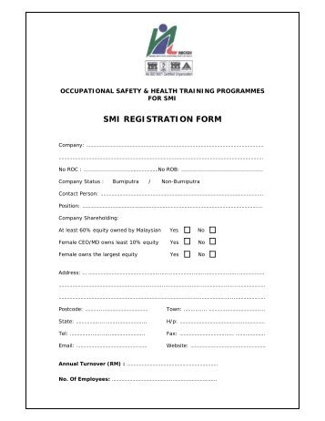 SMI REGISTRATION FORM - NIOSH