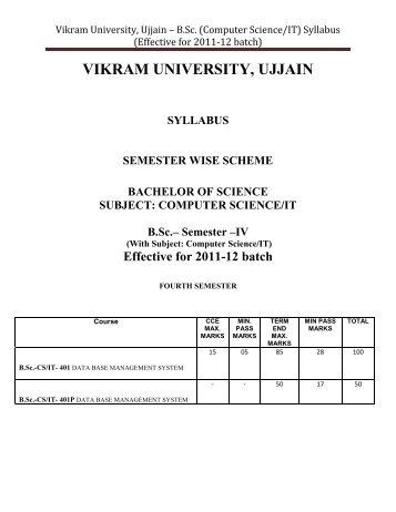 Effective for 2011-12 batch - Vikram University