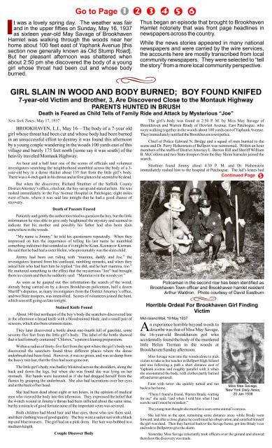 The Helen Tiernan Murder - Brookhaven/South Haven Hamlets