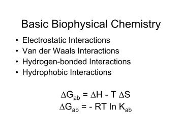 Basic Biophysical Chemistry - CABM Protein NMR Lab