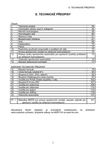 Kapitola E - TechnickÃ© pÅ™edpisy - Autoklub ÄŒeskÃ© republiky