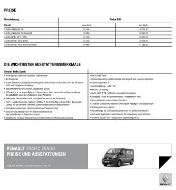 Renault tRafic evado PReise und ausstattungen - Autohaus Wenig ...
