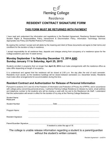resident contract - Fleming College