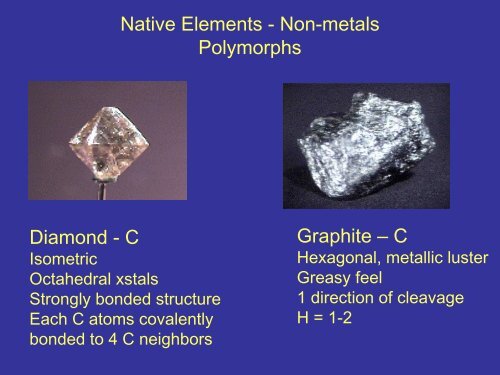 Native Elements, Sulfides, Halides, Sulfates - Faculty web pages
