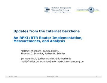 Updates from the Internet Backbone An RPKI/RTR ... - Internet Society