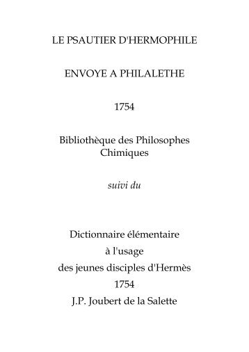 LE PSAUTIER D'HERMOPHILE ENVOYE A PHILALETHE 1754 ...
