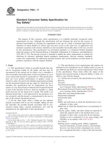 Standard Consumer Safety Specification for Toy Safety