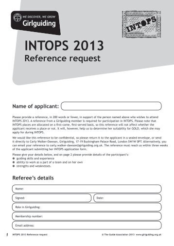 INTOPS 2013 Reference Form - Girlguiding UK