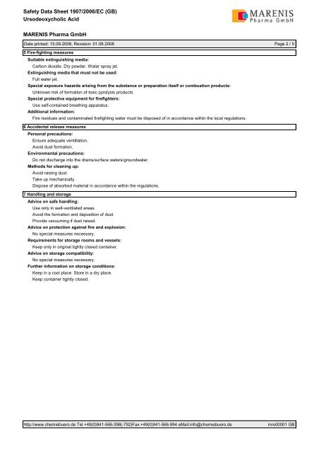 MARENIS Pharma GmbH Safety Data Sheet 1907/2006/EC (GB ...