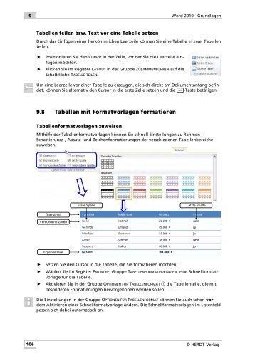 Wie Sie Tabellen mit Formatvorlagen formatieren - Sekretaria.de