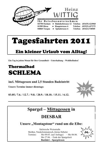 4. Auflage 2011. Auflage 2011 - Sachsentourist Wittig