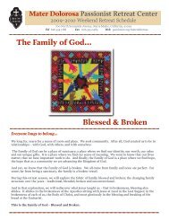 The Family of God - The Passionists of Holy Cross Province