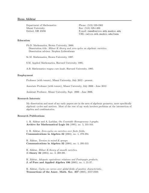 university of miami resume