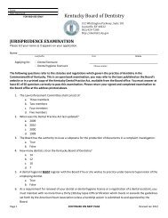 Jurisprudence Examination - Kentucky: Board of Dentistry