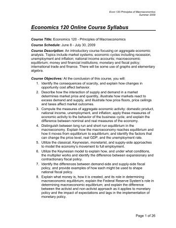 Economics 120 Online Course Syllabus - Cuyamaca College