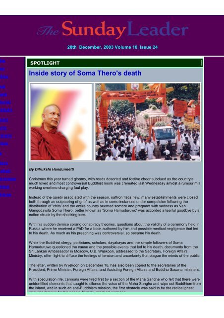 Inside story of Soma Thero's death