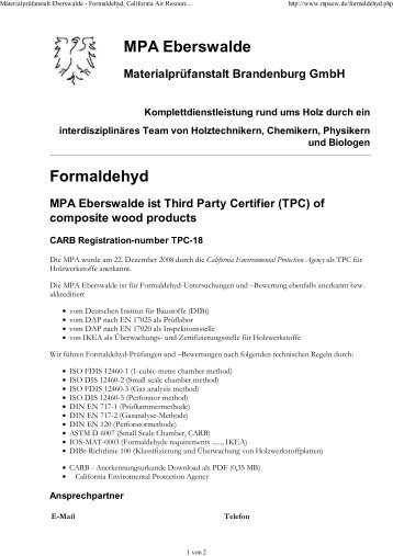 MaterialprÃ¼fanstalt Eberswa... - MPA Eberswalde