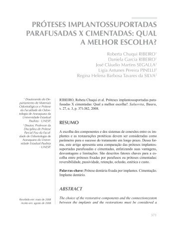 prÃ³teses implantossuportadas parafusadas x cimentadas - USC