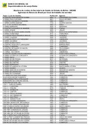 Agências do Banco do Brasil por local de trabalho do servidor