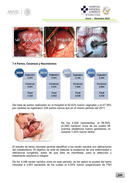 Informe Ejecutivo Enero - Diciembre 2012 - Hospital General de ...